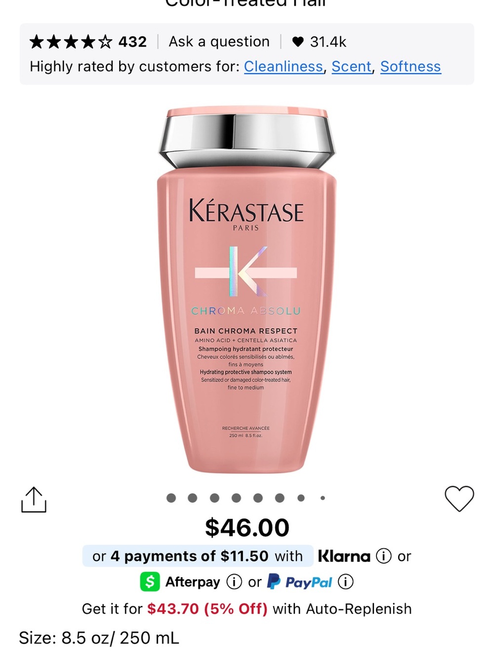 Kerastase Chroma Absolu Pink Shampoo Bottle